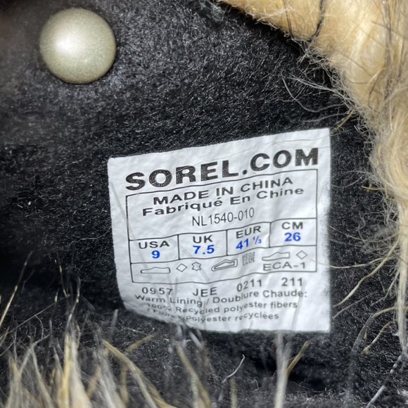 Sorel Womens Joan of Arctic Black Leather Lace up Rubber Bottom Boots Size 9 - Picture 8 of 13